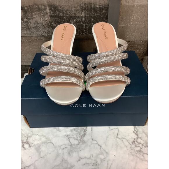 Cole Haan Womens 5B All Over Crystal Adella Sandals 65 Sandals Block Heel LB7-17 - Picture 2 of 8